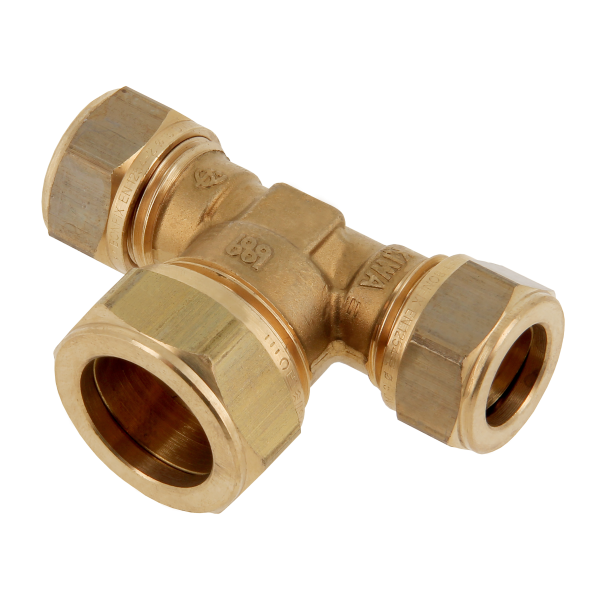 BONFIX Knel messing T-stuk 22 x 28 x 22 mm