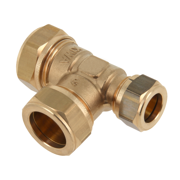 BONFIX Knel messing T-stuk 28 x 28 x 22 mm