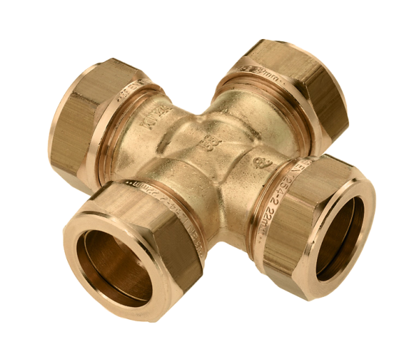 BONFIX Knel messing kruisstuk 22 x 22 x 22 x 22 mm