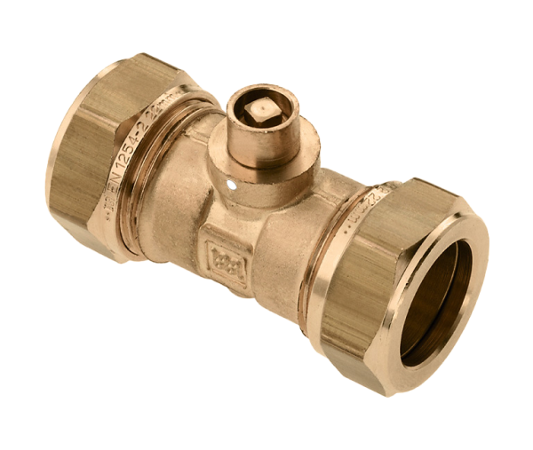 BONFIX Knel messing rechte koppeling met ontl. 22 x 22 mm