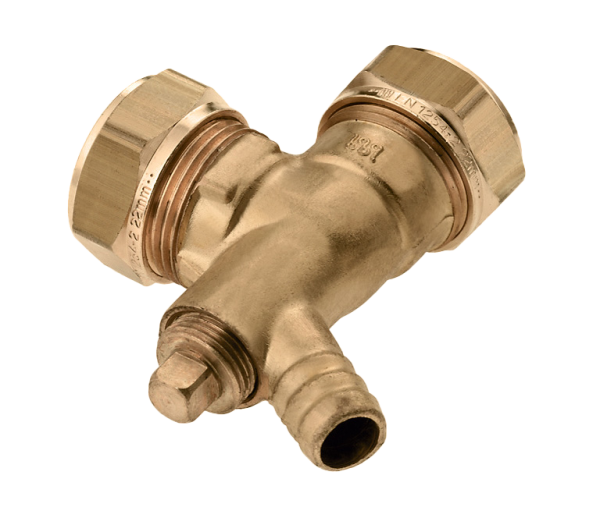 BONFIX Knel messing kniekoppeling met aftap 15 x 15 mm