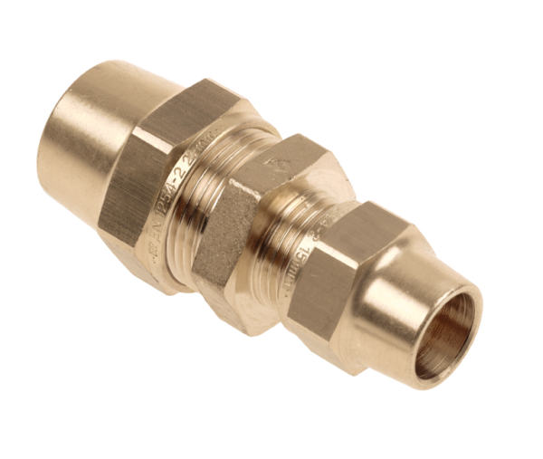 BONFIX BELGAS knel messing rechte koppeling 22 x 15 mm