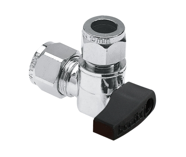 BONFIX Minikogelkraan haaks knel 12x10 (zwarte knop)