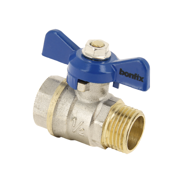 BONFIX Kogelkraan 1/2" bi. x 1/2" bu. blauwe vlindergr. PN25
