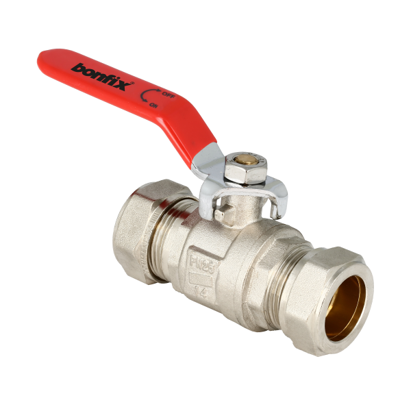 BONFIX Kogelkraan 2 x 35 mm knel met rode hendel