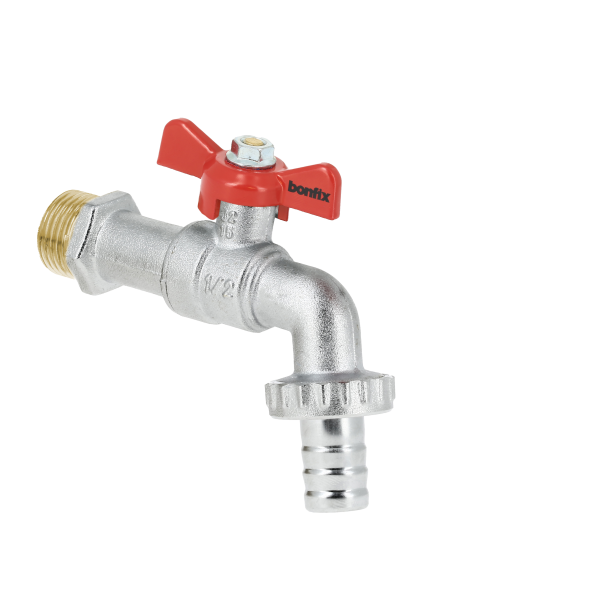 BONFIX Kogeltapkraan met slangaansl. 3/4" vert. met vlinder