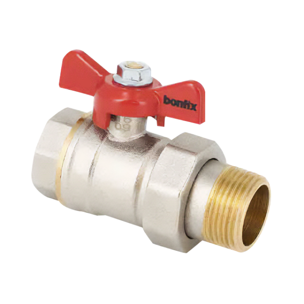 BONFIX Kogelkraan 3/4" bi x 3/4" kopp. bu. + rode vlindergr.