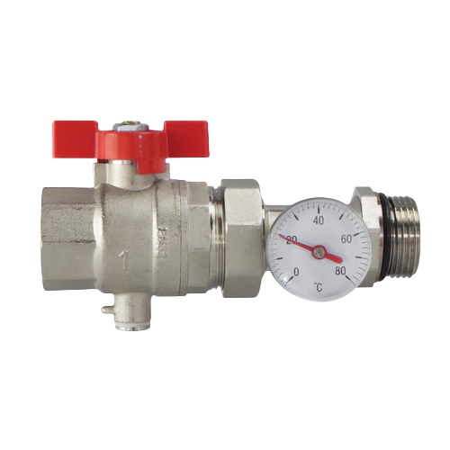 BONFIX Kogelkr. m. therm.mtr. v. verdeler 1"bi x bu. +rd.gr.