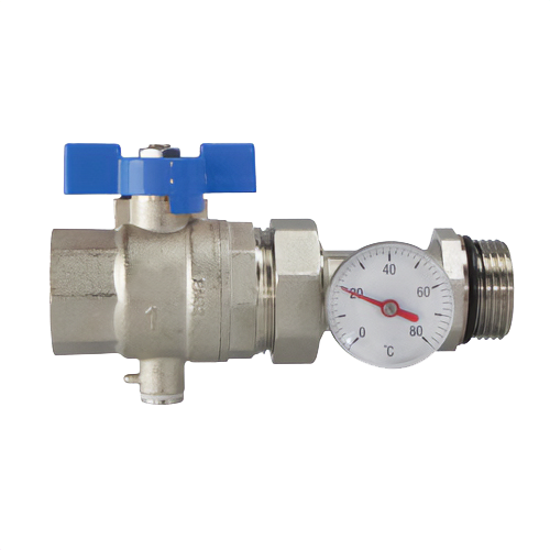 BONFIX Kogelkr. m. therm.mtr. v. verdeler 1"bi x bu. +bl.gr.