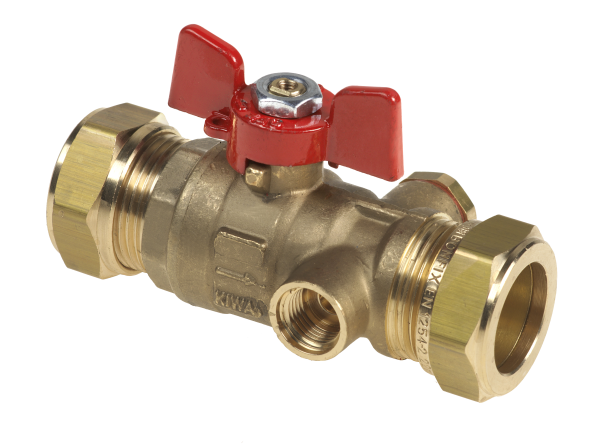 BONFIX Kogelstopkraan 22 x 22 mm knel met aftap met vlinder