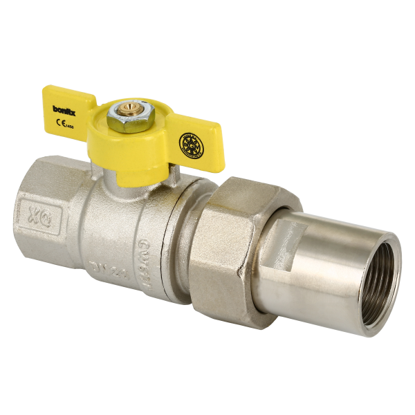 BONFIX verchroomde gaskraan RP 3/4" bi. x kopp. RP 3/4" bi.