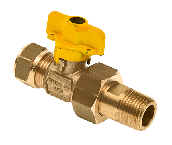 BONFIX Knel messing gaskogelkraan 22 mm x kopp. 1/2" bu.dr.