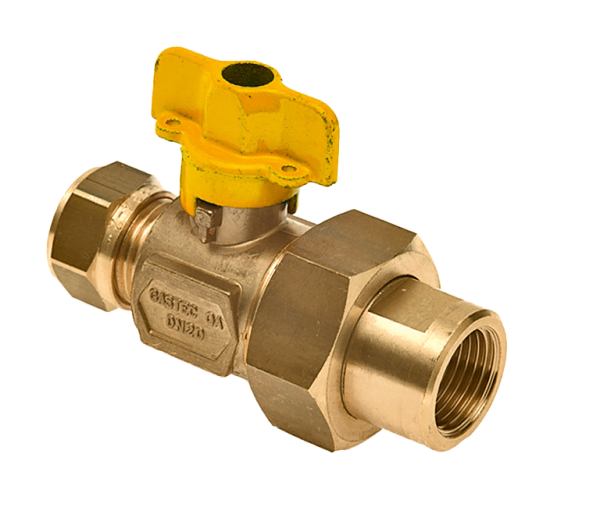 BONFIX Knel messing gaskogelkraan 22 mm x kopp. 1/2" bi.dr.