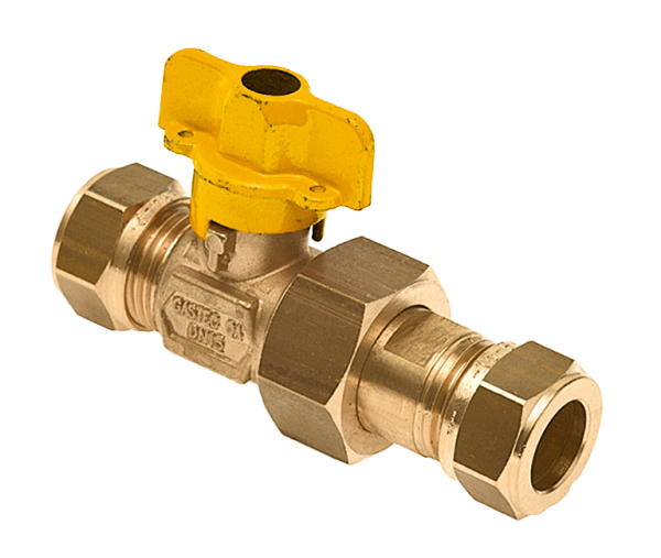 BONFIX Knel messing gaskogelkraan 22 mm x koppeling 22 mm