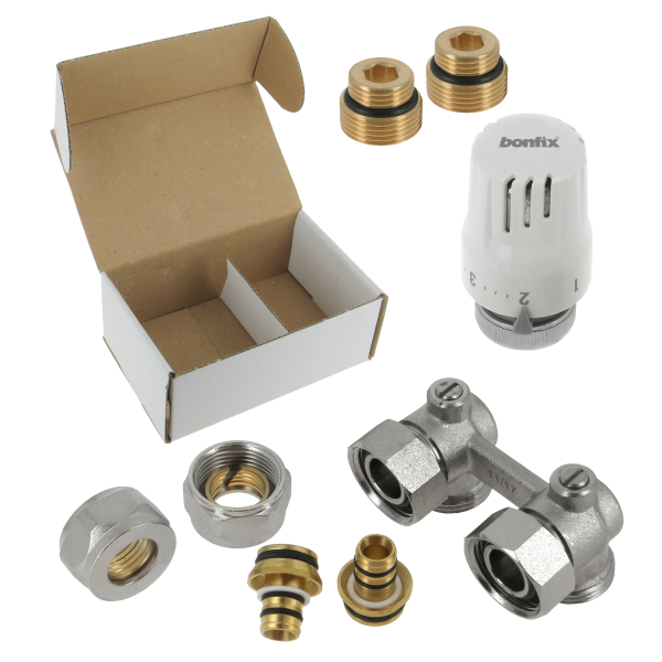 BONFIX Radiator aansluitset muur haaks