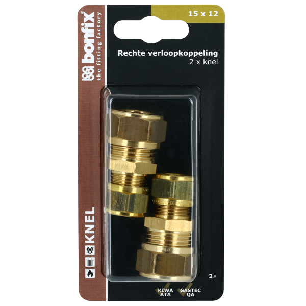 BONFIX Blister Rechte koppeling 15 x 12 mm 2 stuks