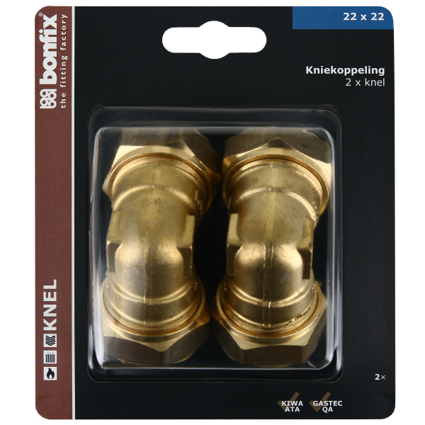 BONFIX Blister Kniekoppeling 22 x 22 mm 2 stuks