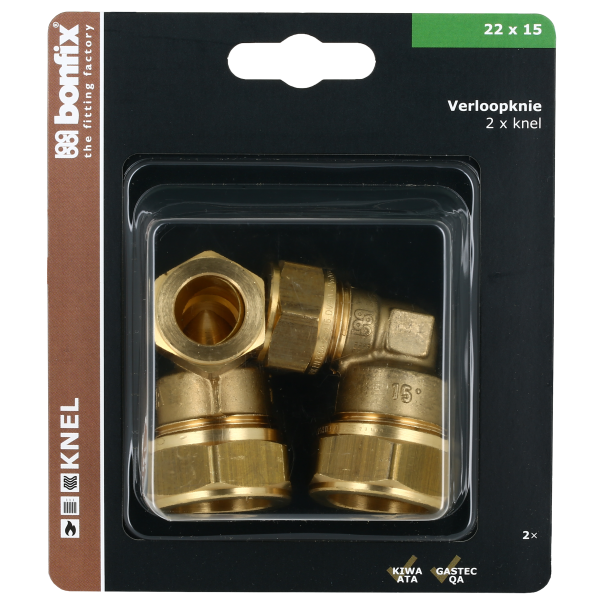 BONFIX Blister verloopknie 22 x 15 mm 2 stuks