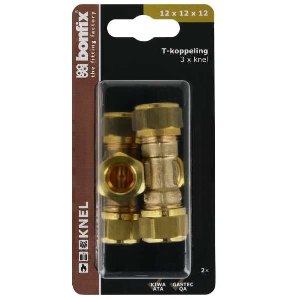 BONFIX Blister T-stuk 12 mm 2 stuks