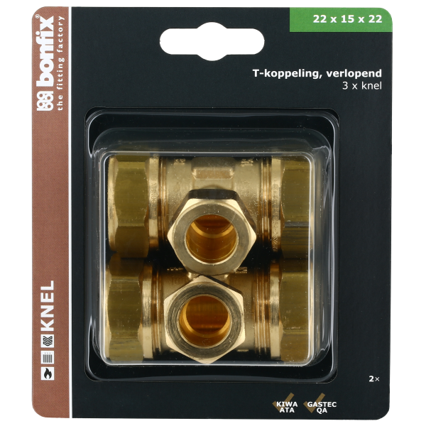 BONFIX Blister T-stuk 22 x 15 x 22 mm 2 stuks