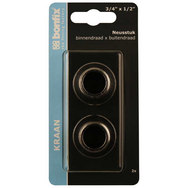 BONFIX Blister neusstuk 3/4 bi.dr. x 1/2 bu.dr. chr 2st