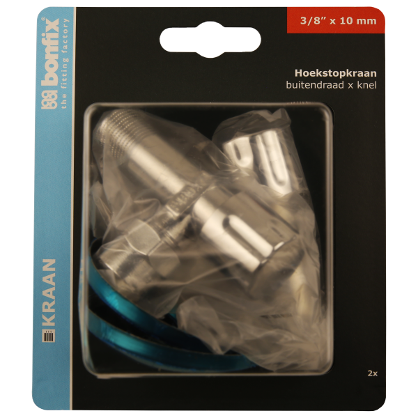 BONFIX Blister hoekstopkraan 3/8 x 10 mm knel 2st