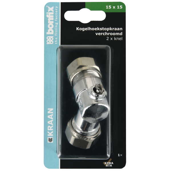BONFIX Blister Kogelstopkraan haaks knel 15x15 schroevendr.