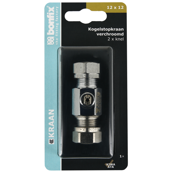 BONFIX Blister Kogelstopkraan recht knel 12x12 schroevendr.