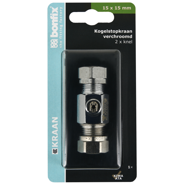 BONFIX Blister Kogelstopkraan recht knel 15x15 schroevendr.