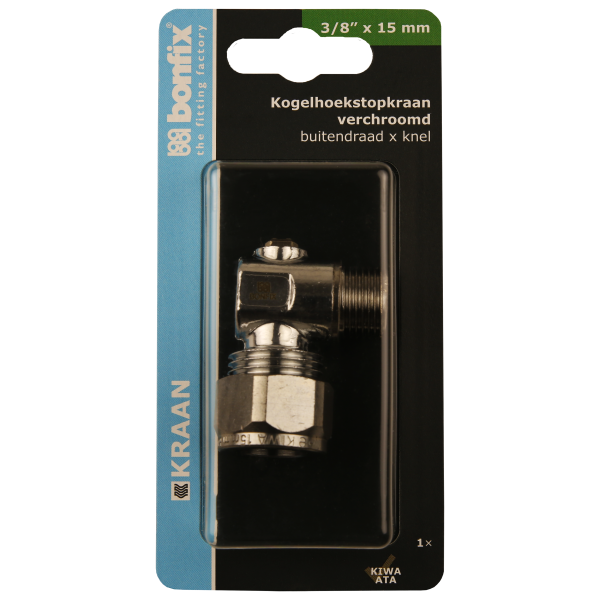 BONFIX Blister kogelstopkraan haaks knel 3/8 x 15