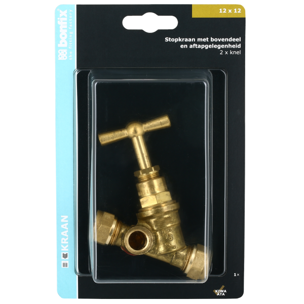 BONFIX Blister Stopkraan 12 x 12 mm knel met aftap
