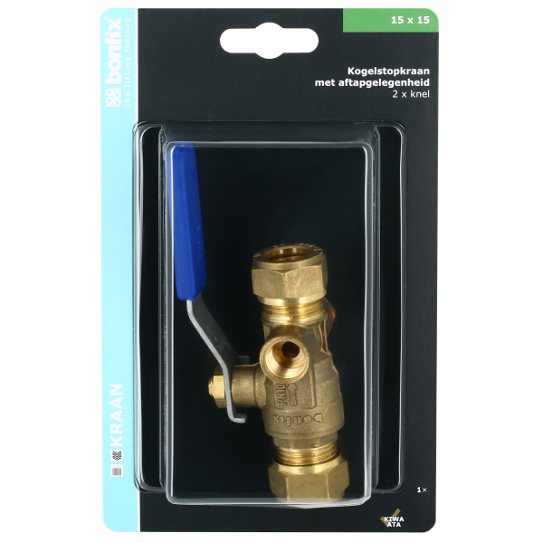 BONFIX Blister Kogelstopkraan 15 x 15 mm knel met aftap