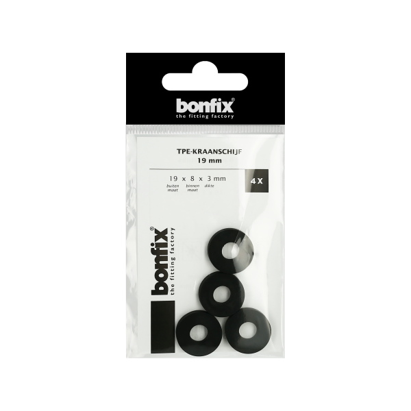 BONFIX TPE-kraanschijf 19 mm (19 x 8 x 3 mm) 4 stuks