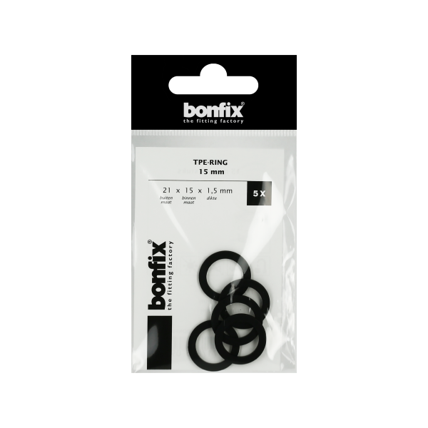 BONFIX TPE-ring 15 mm (21 x 15 x 1,5 mm) 5 stuks