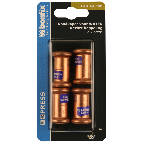 BONFIX Blister M-press RK-water rechte kopp. 12 x 12 mm 4st
