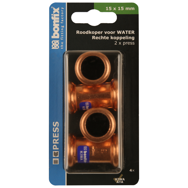 BONFIX Blister M-press RK-water rechte kopp. 15 x 15 mm 4st