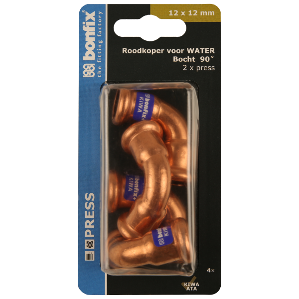 BONFIX Blister M-press RK-water bocht 90° 12 x 12 mm 4st