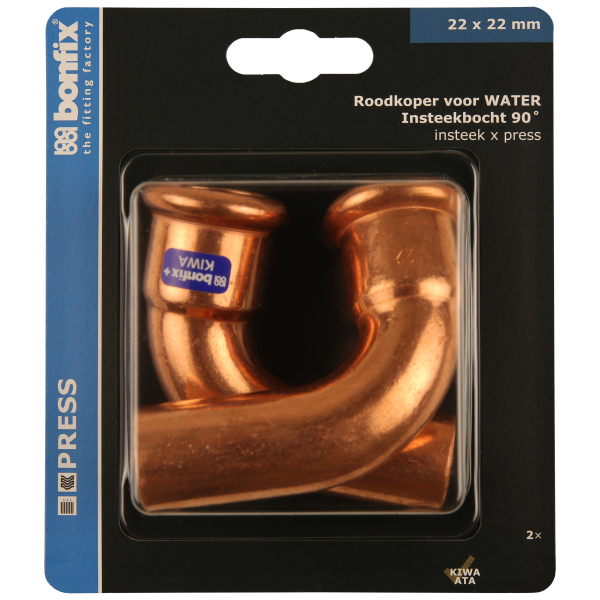 BONFIX Blister M-press RK-water inst.bocht 90° 22xØ22 mm 2st