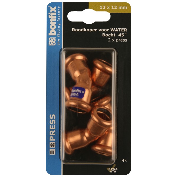 Blisters: Pressfittingen roodkoper WATER