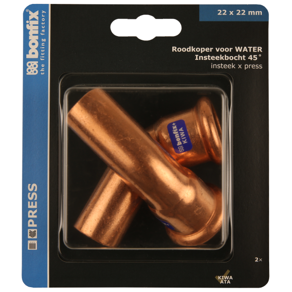 BONFIX Blister M-press RK-water inst.bocht 45° 22xØ22 mm 2st