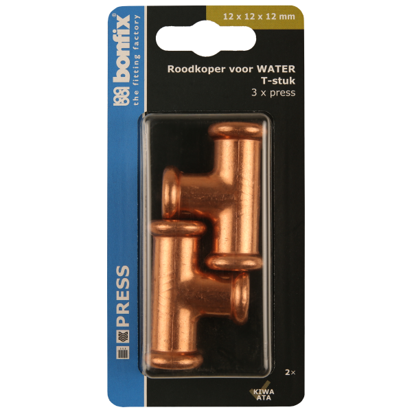 BONFIX Blister M-press RK-water T-koppeling 12x12x12 mm 2st