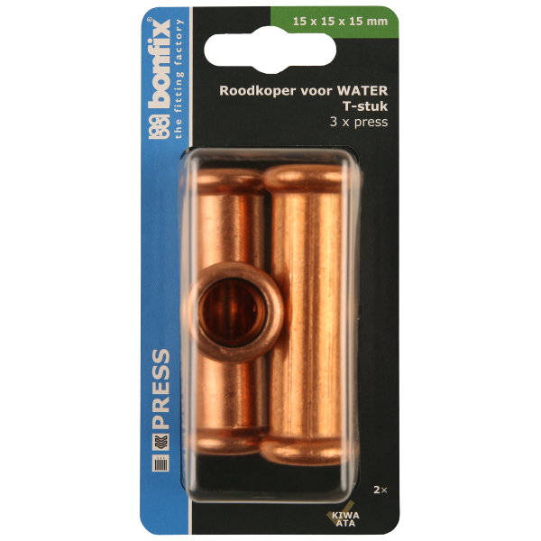 BONFIX Blister M-press RK-water T-koppeling 15x15x15 mm 2st