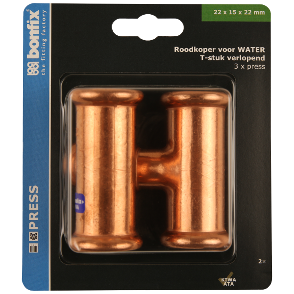 BONFIX Blister M-press RK-water T-koppeling 22x15x22 mm 2st