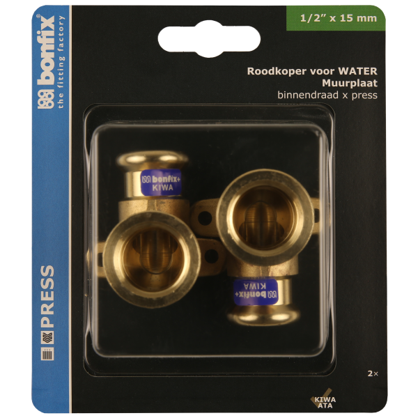 BONFIX Blister M-press RK-water muurpl.1/2'' bi.dr.x15mm 2st