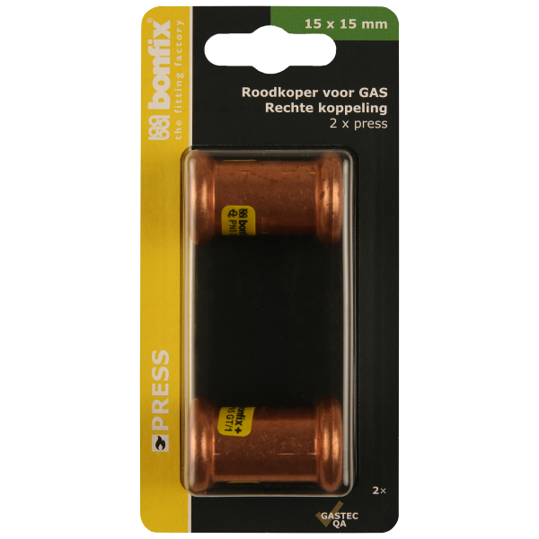 BONFIX Blister M-press RK-gas rechte koppeling 15x15 mm 2st