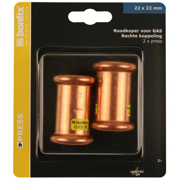BONFIX Blister M-press RK-gas rechte koppeling 22x22 mm 2st