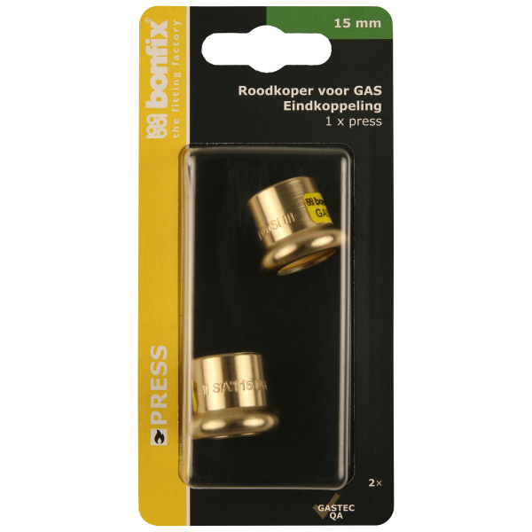 BONFIX Blister M-press RK-gas eindkoppeling 15 mm 2st