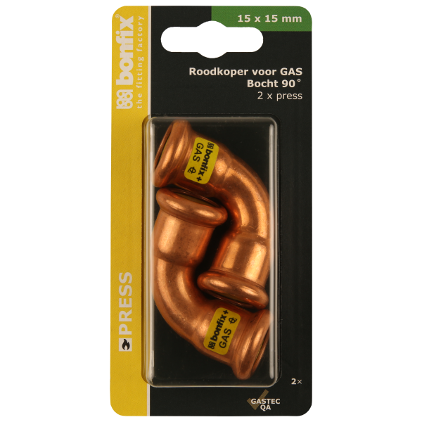 BONFIX Blister M-press RK-gas bocht 90° 15 x 15 mm 2st