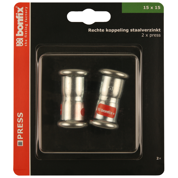 BONFIX Blister M-press C-staal rechte kopp. 15x15 mm 2st