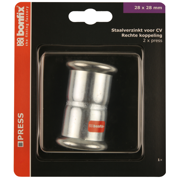 BONFIX Blister M-press C-staal rechte koppeling 28 x 28 mm